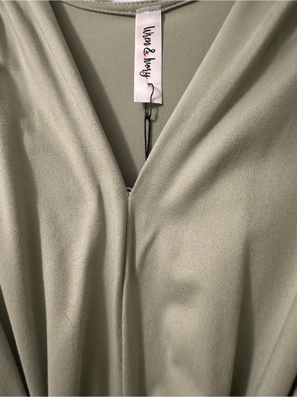 Knot-Front Short Sleeve Midi Dress in Sage Green - Picture 3 of 7